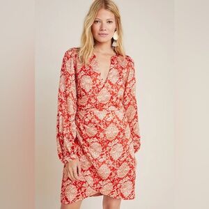 NWOT Anthropologie Skylar floral Surplice silk Mini Dress